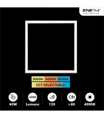 ENER-J LED Borderline Panel 60x60 40W 4000 Lumens, CCT Switchable (6500K-4000K-3000K), 3 yrs warranty - Code T162