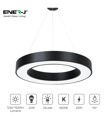 ENER-J 24W Hollow Round Pendant Light, Size: Diameter 60 cms, Lampshade height 5 cms - Code T173