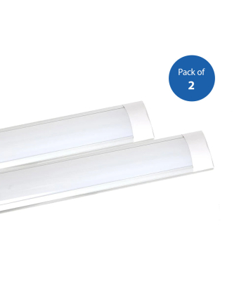 ENER-J Pack of 2 LED Prismatic Batten Fitting Lights, 18W, 60cms, 4000K Daylight for Ceiling of Home & Office, Workshop & Garage Lighting - Code T185-2