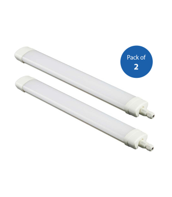 ENER-J Pack of 2 18W LED Triproof Batten Tube Lights, 60cms, 4000K, IP65 Waterproof, No UV and IR Radiation, Super Bright Tube Light for Kitchen, Living Room, Bathroom, Office, etc. - Code T193-2