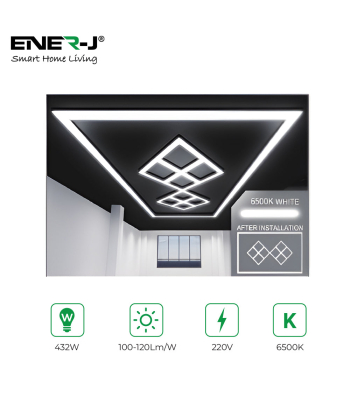 ENER-J 400W Designer Ceiling Lights with Frame (8 Diamonds and border) - Code T308
