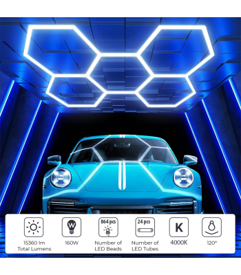 ENER-J 160W Car Showroom Light 440mm*23.6mm *38.1mm (24pcs),PC T5 Tubes, 4000K,19200lm, Connector 20pcs - Code T393