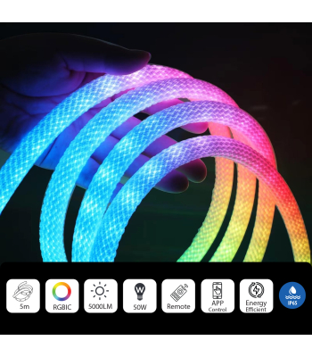 ENER-J 5 Meters RGBIC Digital 16mm Big Rope Light Kit with Remote control - Code T494