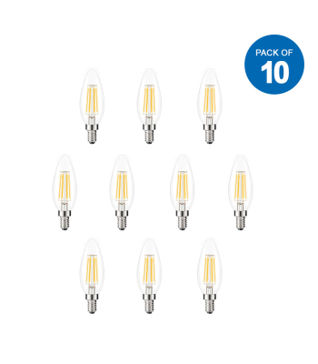 ENER-J LED Candle Light Bulbs 4W E14 Base, Warm White 2700K (Pack of 10pcs) - Code T536-10