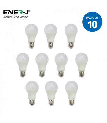 ENER-J LED Bulb- 12W GLS A60 LED Thermoplastic Lamp E27 6000K (PACK OF 10) - Code T543-10