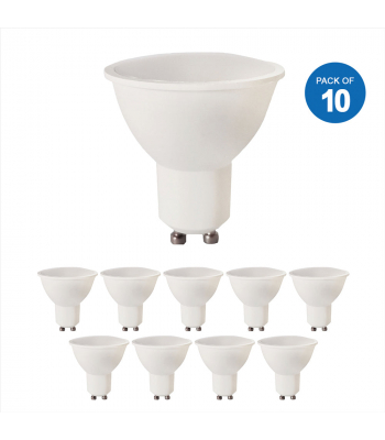 ENER-J LED Lamp- 7W GU10 Plastic Body SMD DIMMABLE LED, 500Lm 6000K (PACK OF 10) - Code T555-10