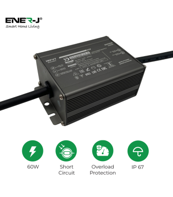 ENER-J 60W 24V-2.5A Waterproof IP67 Power Supply - Code T693