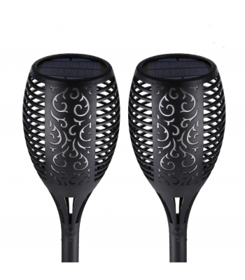ENER-J Solar Garden Flame Light with Adjustable Spike, 96 LEDs, 2000K, IP65 (Pack of 2) - Code T711-2
