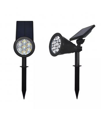 ENER-J 7W Solar Spike Garden Light, 1800 mAh battery, 5.5V 1.5W Solar Panel, IP44, 6000K (Pack of 2) - Code T730-2