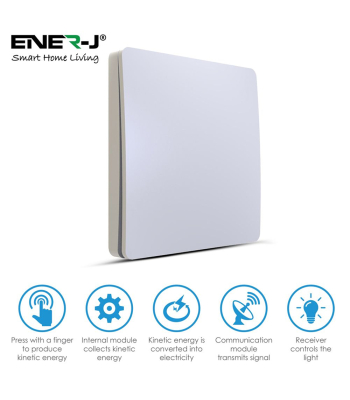 ENER-J 1 Gang Wireless Kinetic Switch (white body) + 100W RF Dimmable Receiver - Code WS1024+WS1039