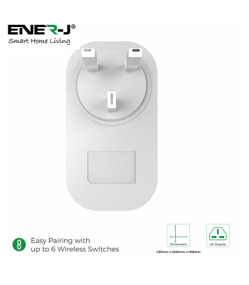 ENER-J 13A Wireless Plug (UK Plug) + 1 Gang Switch White Body - Code WS1080+WS1050X
