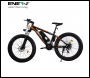 ENER-J 26 inch Frame, Thick tyres, Electric Mountain Bike with Samsung Battery and Shimano gear, Black & red - Code BK17