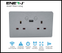 ENER-J Smart WiFi 13A WiFi Twin Wall Sockets with 1 USB Ports (Silver) - Code SHA5283X