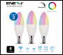 ENER-J Smart WiFi E14 LED Candle Bulb 4.5W, RGB+W+WW, Dimmable (Pack of 3) - Code SHA5287-3