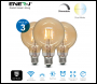 ENER-J Smart WiFi CCT Changing & Dimmable Amber Glass G95 LED Globe Lamp E27 8.5W (Pack of 3) - Code SHA5309-3