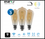 ENER-J Smart WiFi CCT Changing & Dimmable Amber Glass ST64 LED  Lamp E27 8.5W (Pack of 3) - Code SHA5310-3