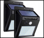 ENER-J SOLAR WALL LIGHT WITH PIR, 8PCS 2835 LED, 1.6W 200 LUMENS, BLACK HOUSING, IP65, 6000K (Pack of 2) - Code T701-2