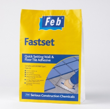FEB FASTSET - Quick Setting Wall & Floor Tile Adhesive - Grey - 10KG