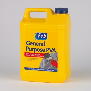 FEB GENERAL PURPOSE PVA - Multi Surface Adhesive, Primer, Sealer & Admixture - White - 5KG (per 4)
