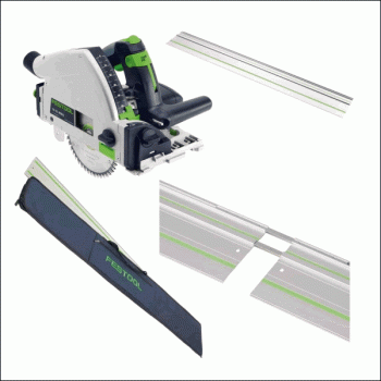 Festool Circular Saw TS 55 REBQ-Plus GB 240V + 2 x Guide Rails + Connectors & Bag - Code 561553_DEAL