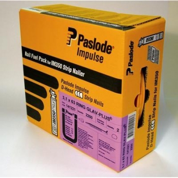 ITW Paslode 141221 Frame Nail Pack 63mm x 3.1mm Ring GALV 2200pc + 2 Fuel Cells