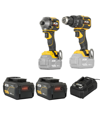 JCB Pro 18V Kit, 75Nm Combi Drill, Impact Driver, 2x 5.0Ah Batteries & 4.5A Fast Charger (in Carry Case)|  - Code JCB-18PKIT-2