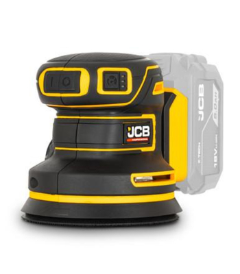 JCB Pro 18V Orbital Sander, 125mm, Brushless, Variable Speed, Dust Protected, Incl. 4x Mesh Sanding Sheets (Bare Tool) - Code JCB-18POS-125
