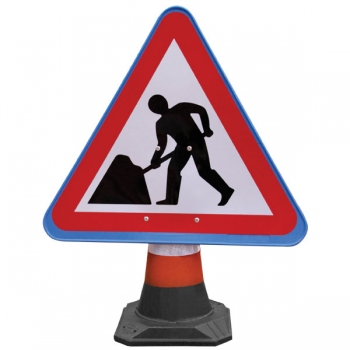 JSP 750mm Black Portacone Sign ? Road Works (per 5 pack)