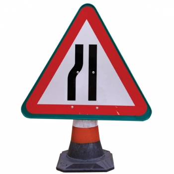 JSP 750mm Black Portacone Sign - Road Narrows Left (per 5 pack)