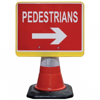 JSP 600mm x 450mm Black Portacone Sign - Pedestrian Arrow Right (per 5 pack)