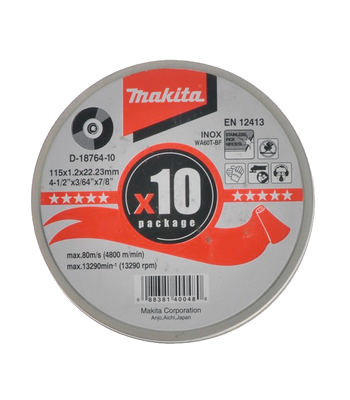 Makita D-18764-10 Thin Cutting Wheel In Can 115 - (pkt of 10)