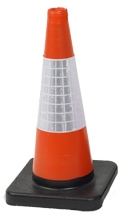 One Piece Thermoplastic Road Cone 18 inch  (450mm)