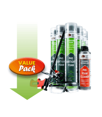 PHS Airtight Foam Kit #6 - PU foam x6, Gun x1, Cleaner x1, Glasses x1 - Code AR9065C111