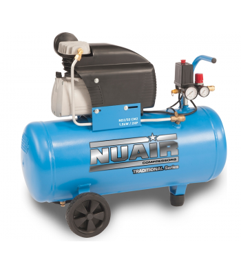 NUAIR Reciprocating Piston Air Compressors - ND2/50 CM2, 1.5kW, 8 Bar, 50Lt Receiver