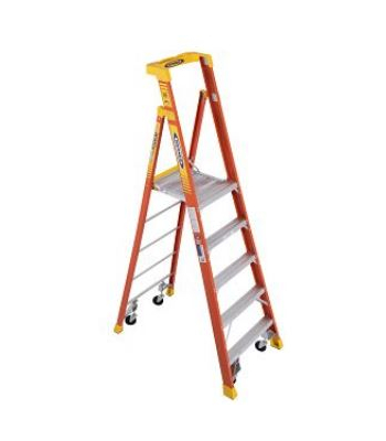 Werner 72005C Fibreglass Podium Stepladder - 5 Tread with Castors