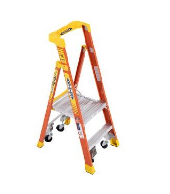Werner 72002C Fibreglass Podium Stepladder - 2 Tread with Castors
