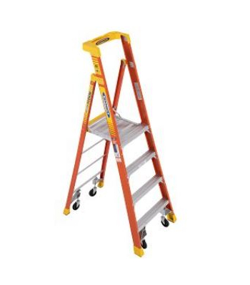 Werner 72004C Fibreglass Podium Stepladder - 4 Tread with Castors