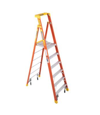 Werner 72006C Fibreglass Podium Stepladder - 6 Tread with Castors