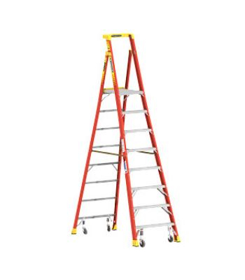 Werner 72008C Fibreglass Podium Stepladder - 8 Tread with Castors
