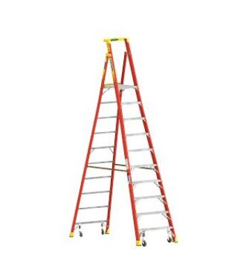 Werner 72010C Fibreglass Podium Stepladder - 10 Tread with Castors