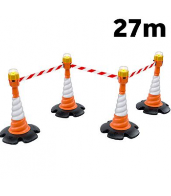 Skipper Retractable Cone Topper Kit Inc Skipper Twist Road Cones and Safety Lights - 27m long - Code KIT03