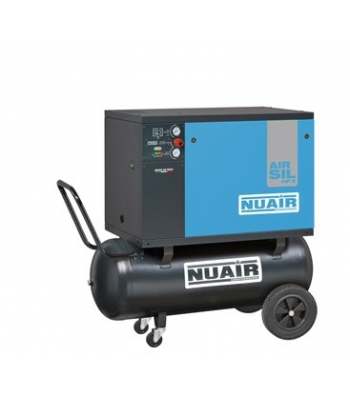 NUAIR Mounted Piston Compressor AIRSIL1 B2800B/3CT-100, LOW NOISE, 2.2kW, 10 Bar, 100Lt Receiver, 400V