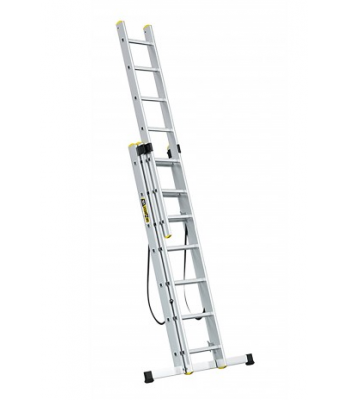 DRABEST 3 SECTION (WELDED RUNG) HEAVY-DUTY ALUMINIUM PUSH UP LADDER - EN131 PROFESSIONAL 150KG CODE DLA20T