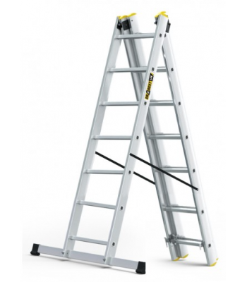 DRABEST 3 SECTION (WELDED RUNG) HEAVY-DUTY ALUMINIUM PUSH UP LADDER - EN131 PROFESSIONAL 150KG - CODE DLA25T