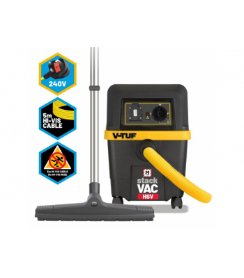 V-TUF STACKVAC HSV 110v 30L M-Class Dust Extractor - with Power Take Off - Health & Safety Version - Code STACKVACHSV110