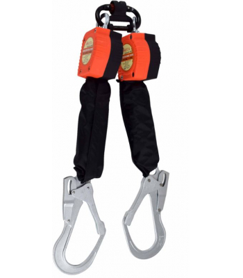 ARESTA Retrax – AR-05HB2NT – Twin 2m Retracting Lifeline with Scaffold Hooks + Carabiner