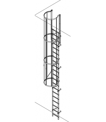 Hymer Fixed Vertical Ladder Roof Access with Hoops’ and Safety Cage, available in different heights