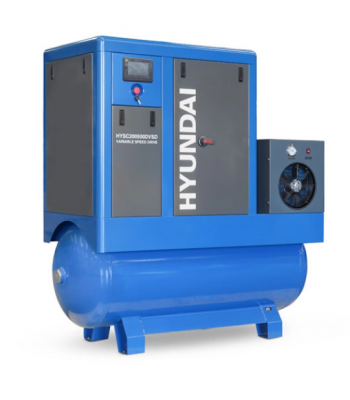 Hyundai HYSC200500DVSD 20hp 500L Permanent Magnet Screw Air Compressor with Dryer and Variable Speed Drive