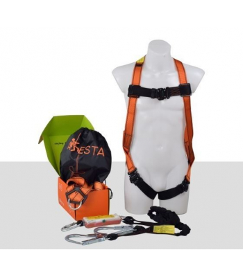 ARESTA Scaffolder Kit 3 – Single Point Safety Harness, Double Elasticated Webbing Lanyard – AK-S03