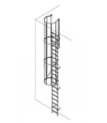 KRAUSE GALVANISED STEEL FIXED ROOF ACCESS LADDER WITH HOOPS, DIFFERENT SIZES AVAILABLE